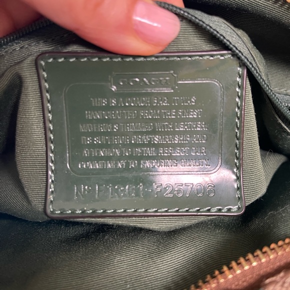 Coach Shoulder Bag- Signature canvas with Green Snakeskin—NEW! - Picture 7 of 10